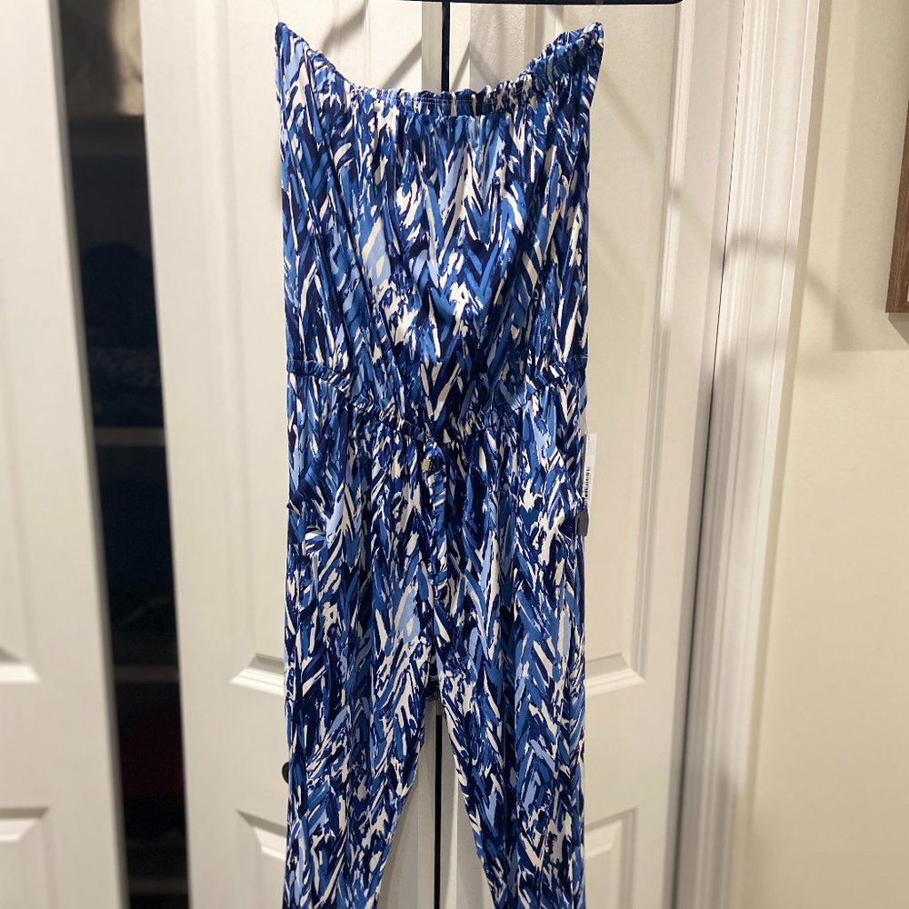 Blue and White Ariella Jumpsuit
